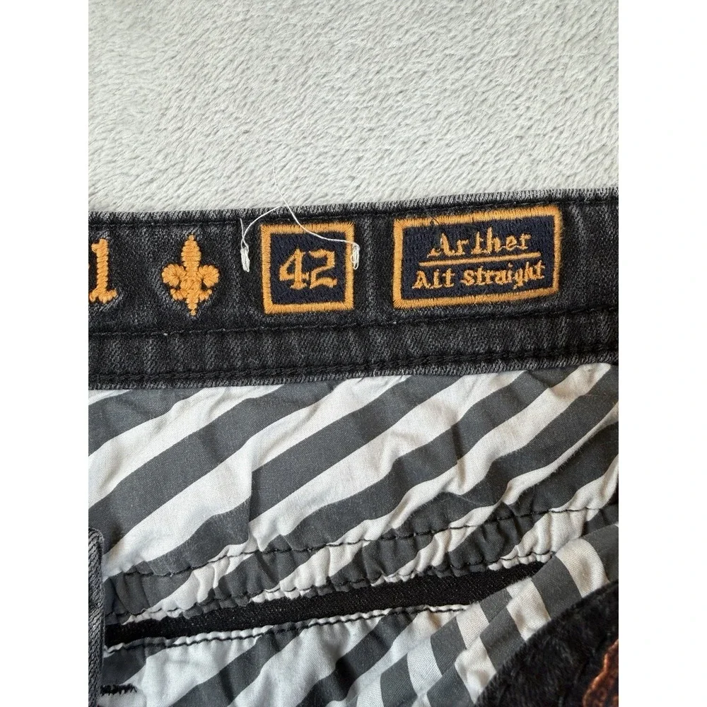 Rock Revival‎ Arther Alt Straight Jeans Men's 42x31 Black Denim Dark